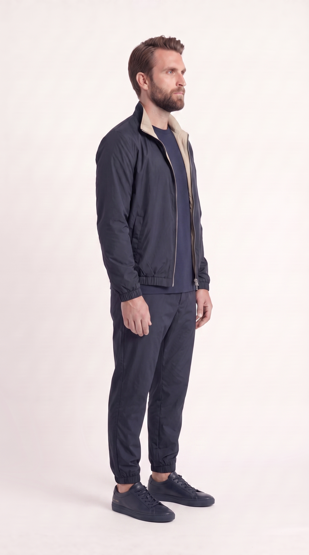 REVERSIBLE JACKET NAVY BLUE/BEIGE