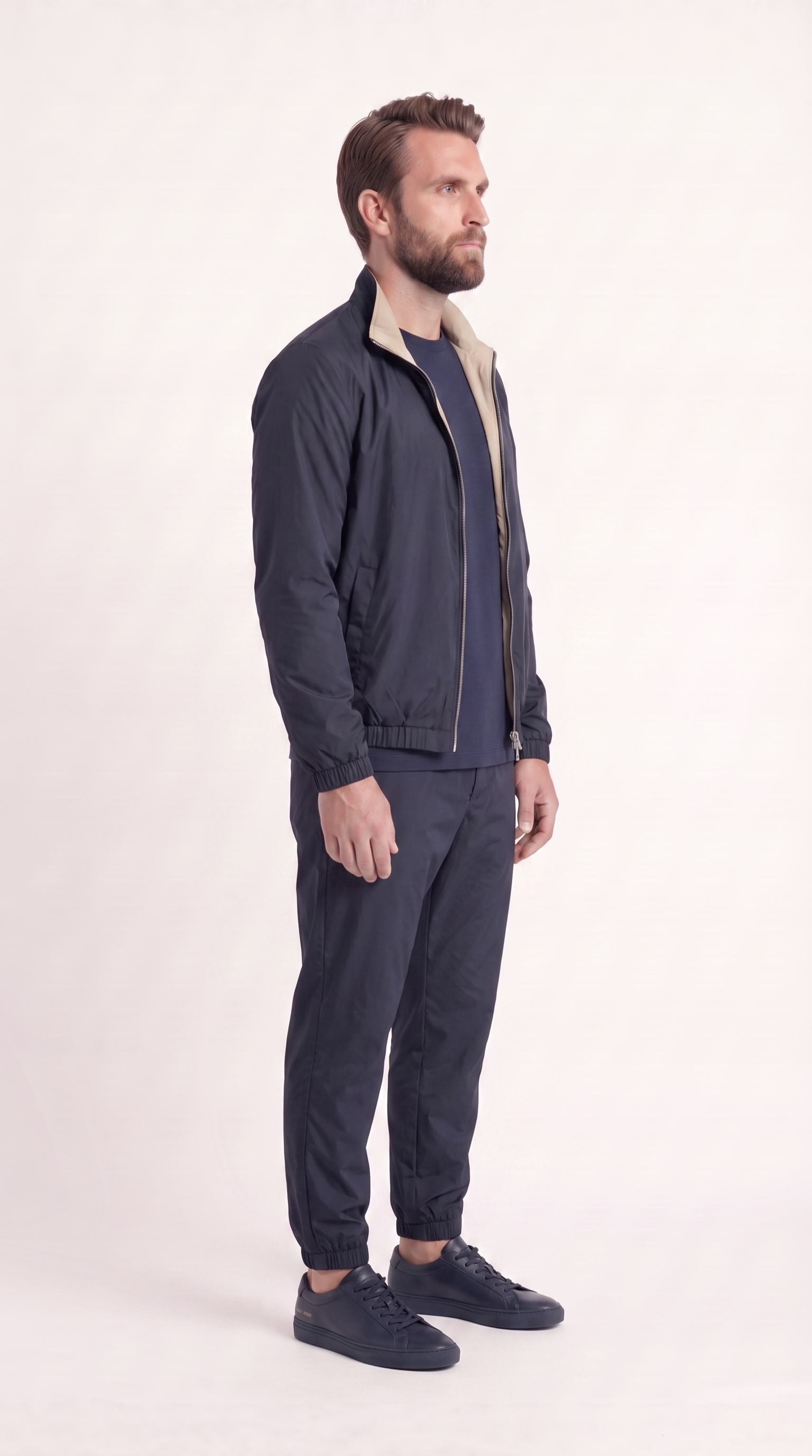 REVERSIBLE JACKET NAVY BLUE/BEIGE