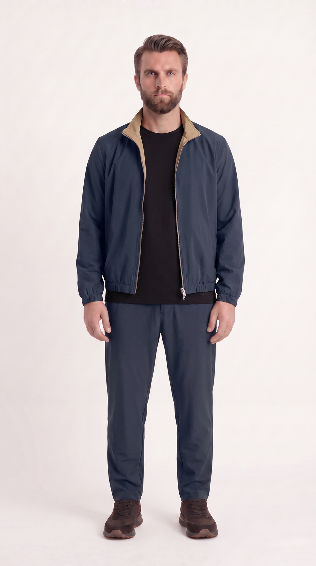 REVERSIBLE JACKET NAVY BLUE/BEIGE