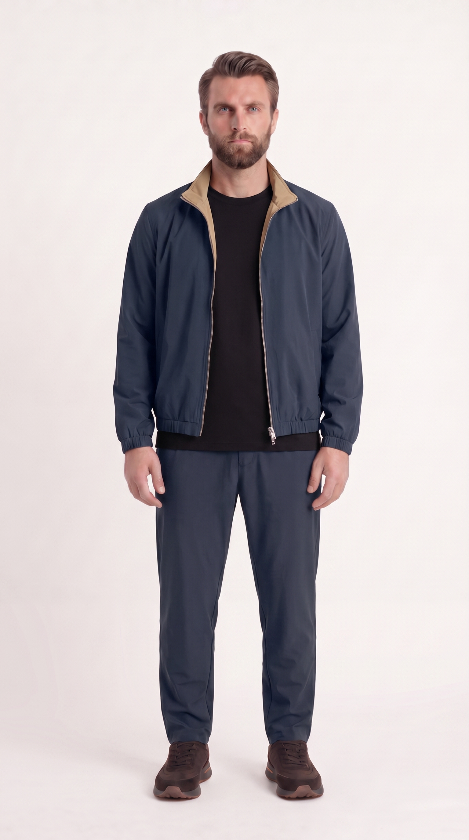 REVERSIBLE JACKET NAVY BLUE/BEIGE