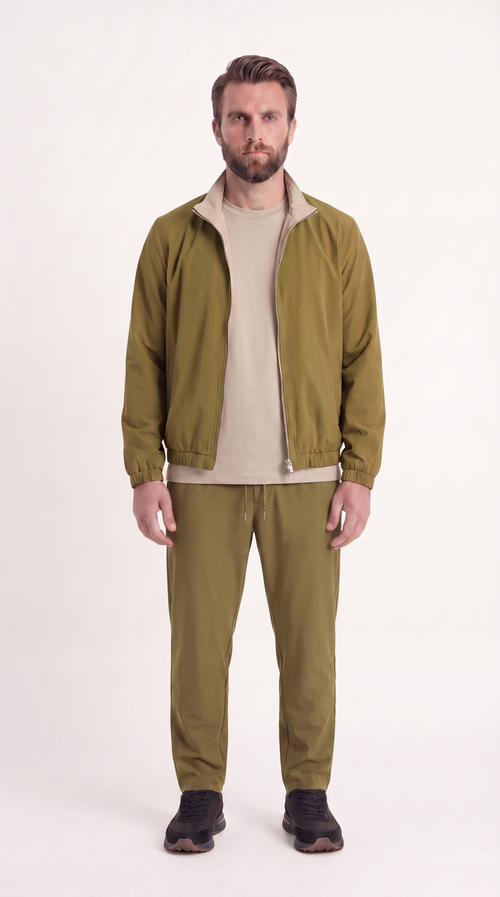 REVERSIBLE JACKET ONXY GREEN/BEIGE