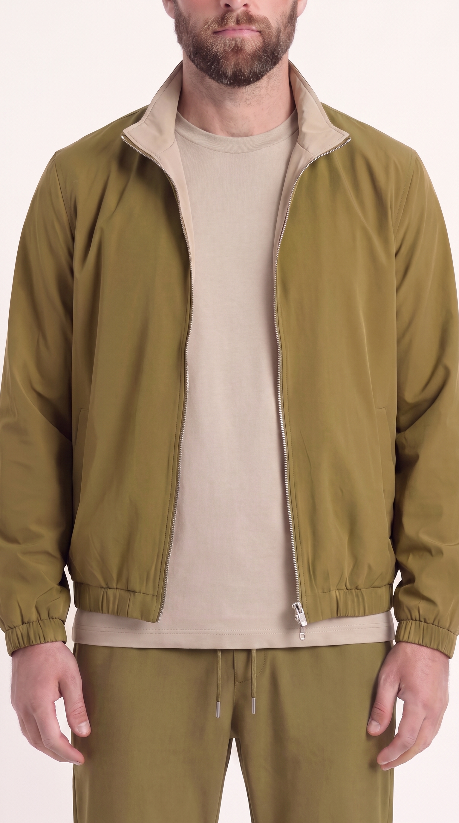 REVERSIBLE JACKET ONXY GREEN/BEIGE