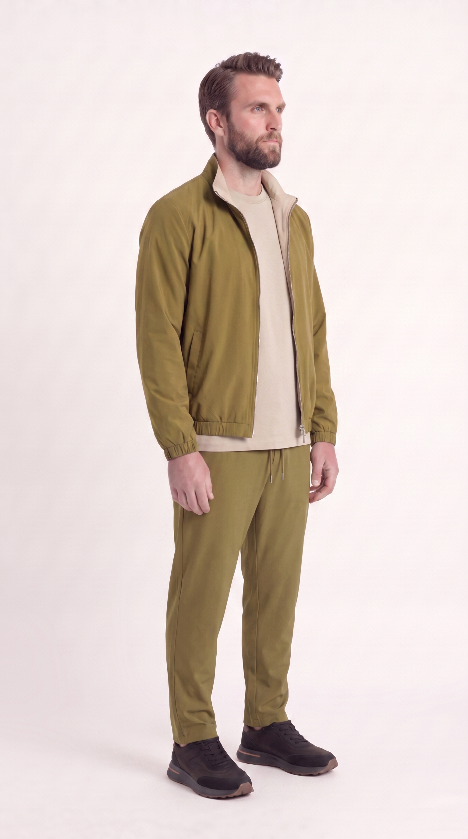 REVERSIBLE JACKET ONXY GREEN/BEIGE