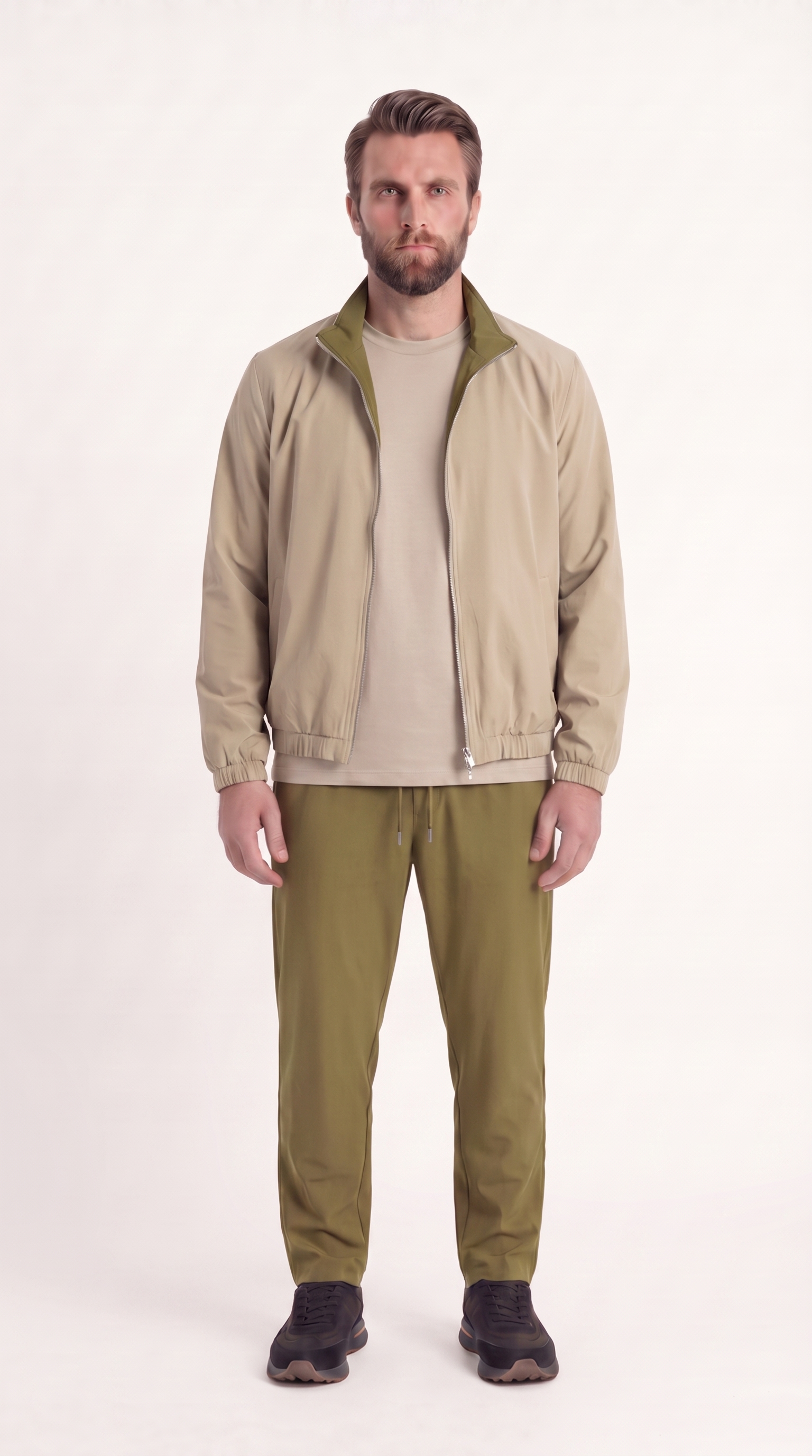 REVERSIBLE JACKET ONXY GREEN/BEIGE