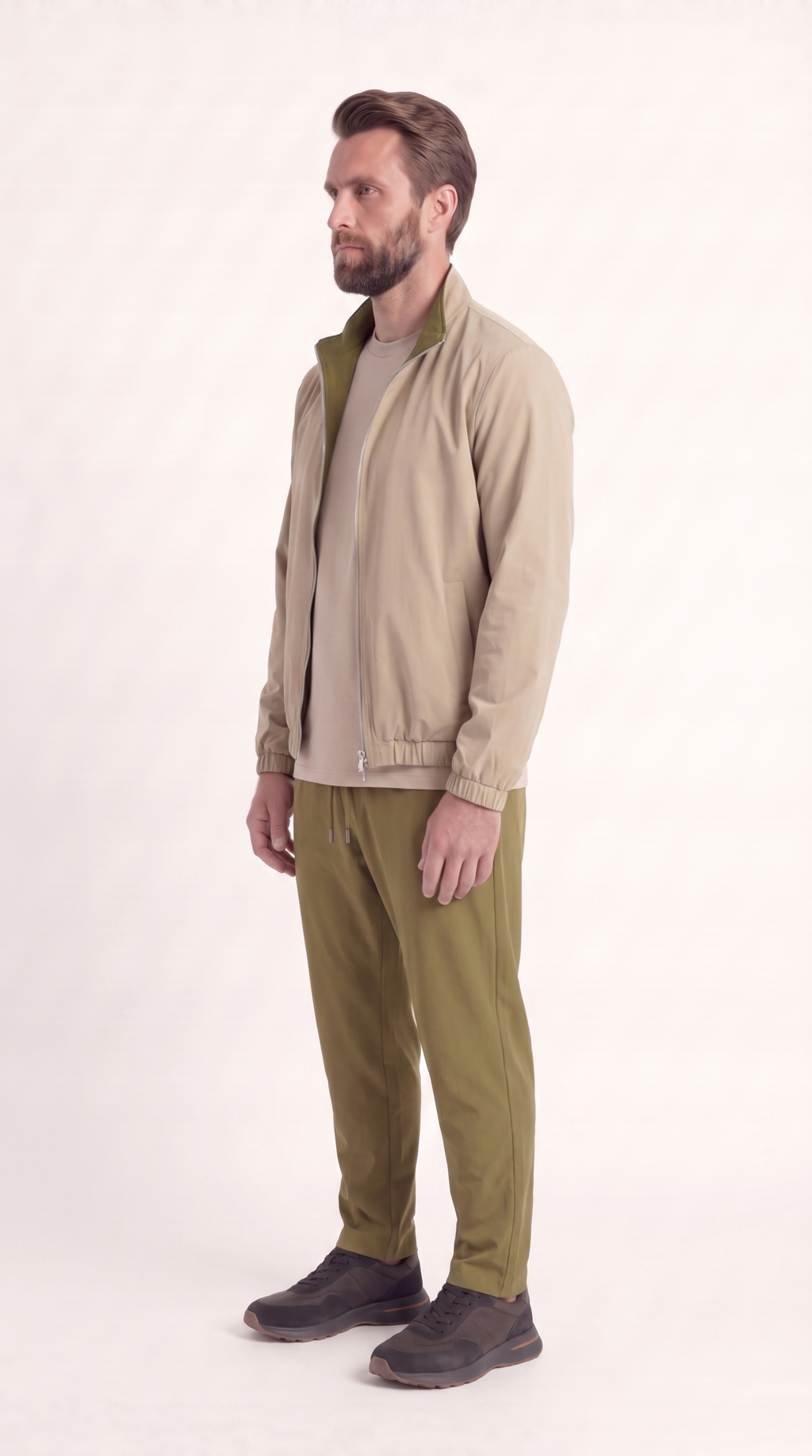 REVERSIBLE JACKET ONXY GREEN/BEIGE