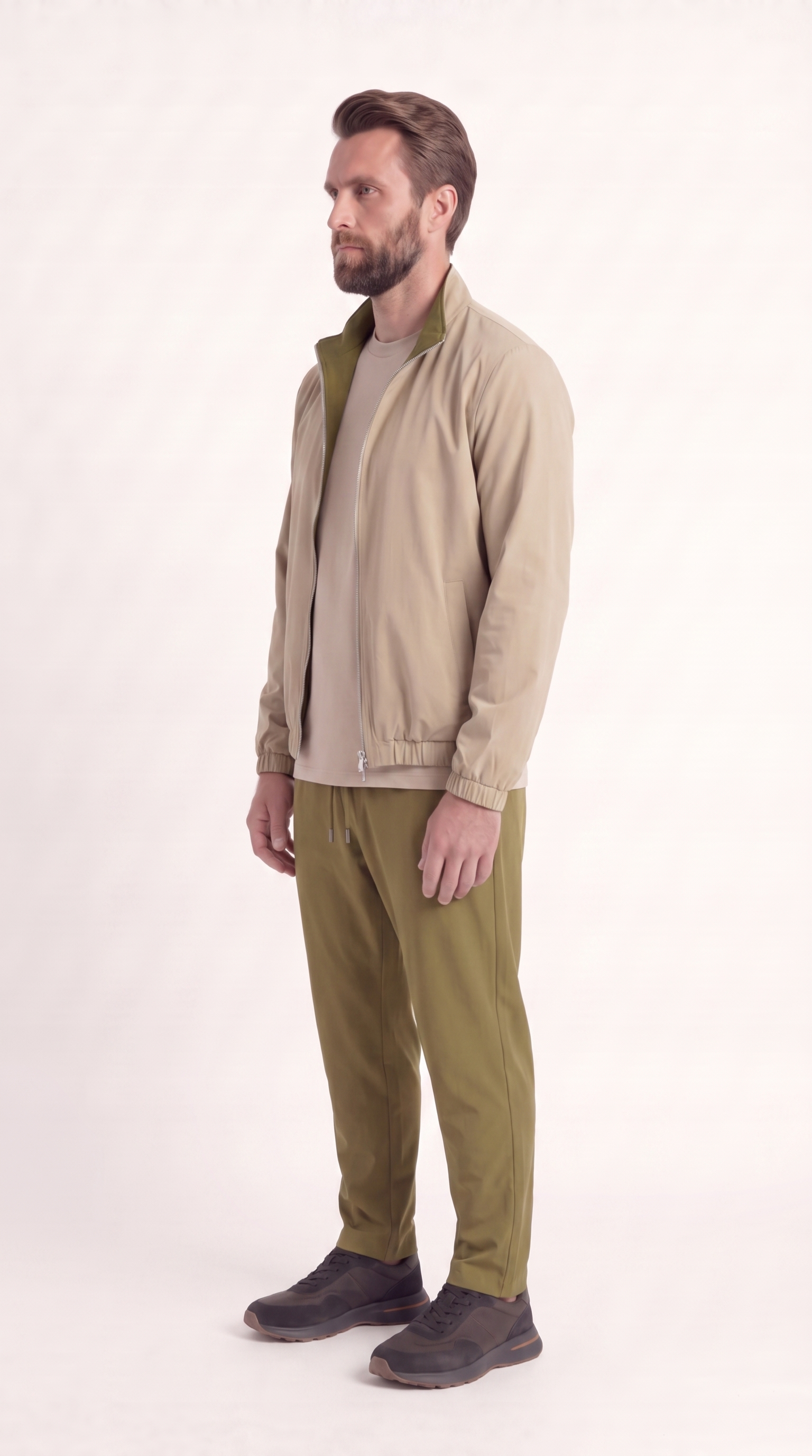 REVERSIBLE JACKET ONXY GREEN/BEIGE