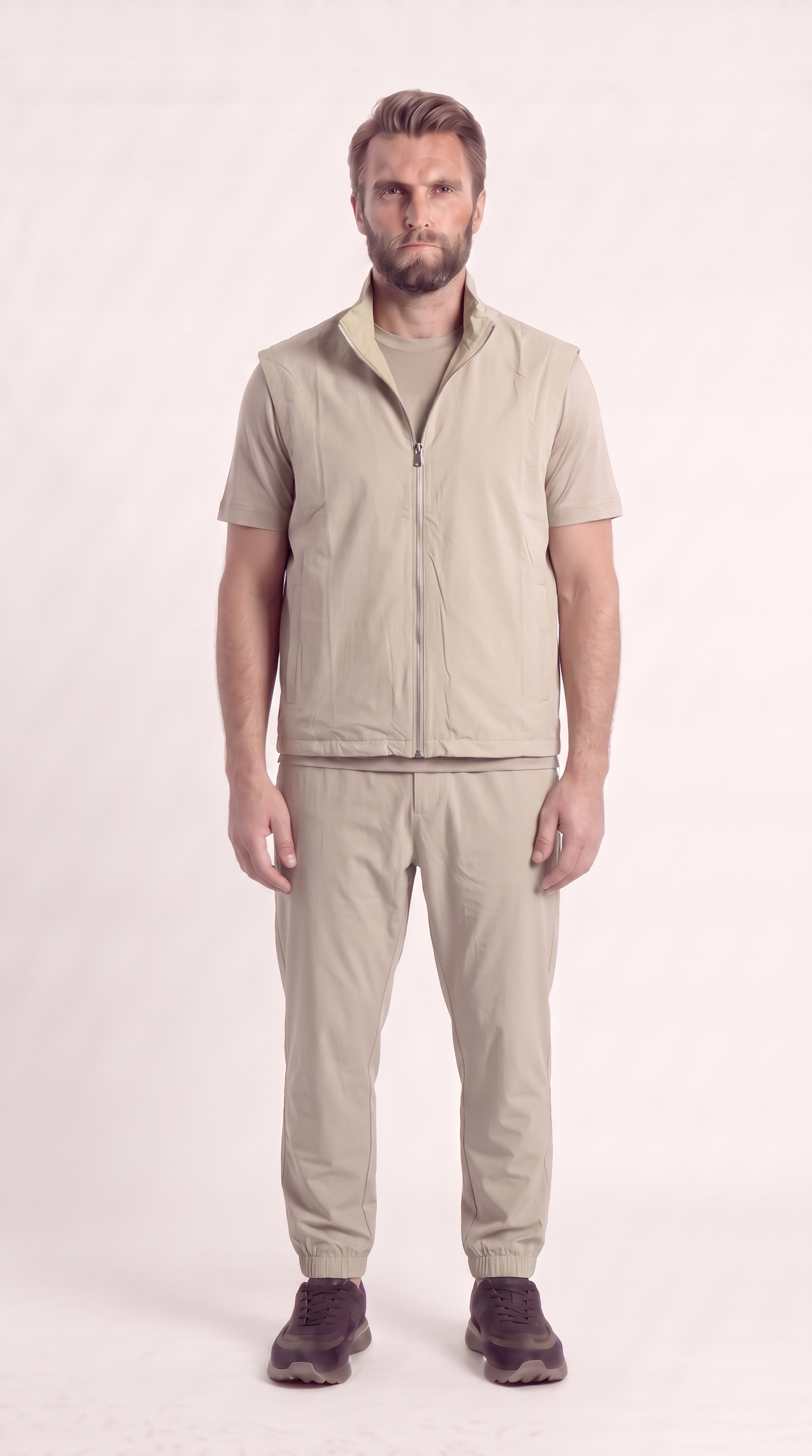 REVERSIBLE GILET GREY/BEIGE