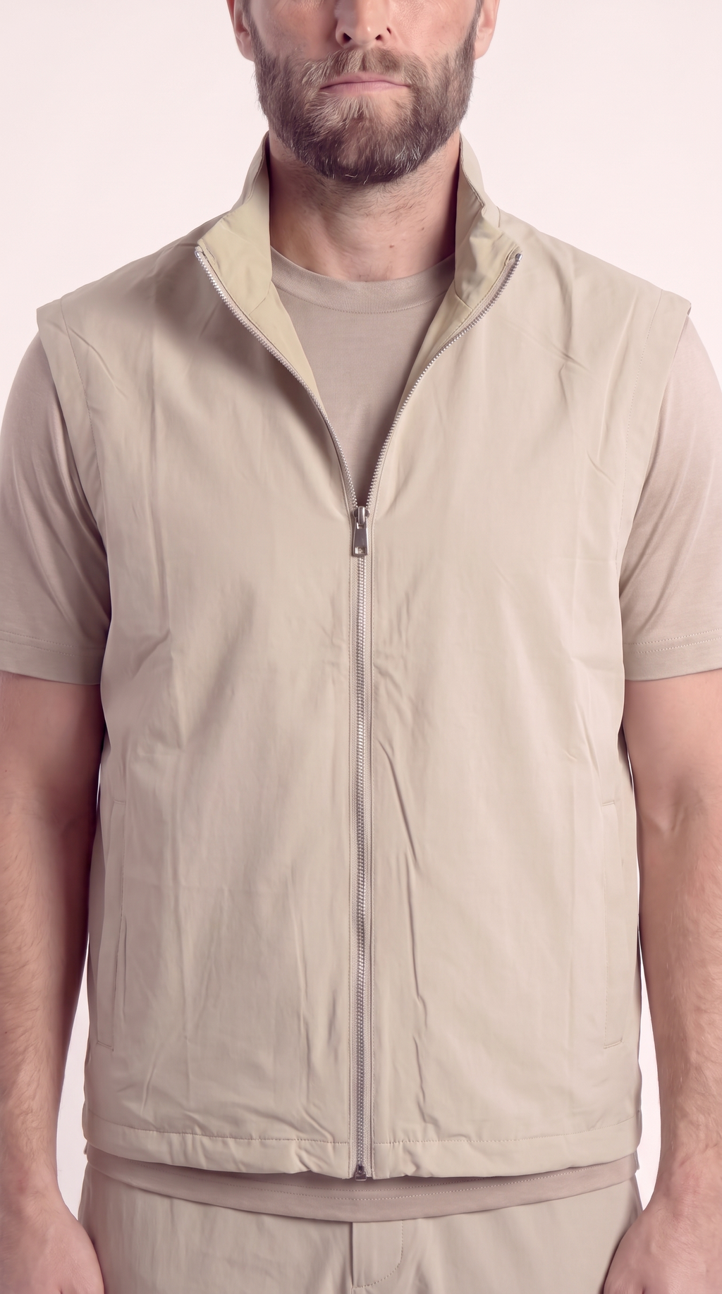 REVERSIBLE GILET GREY/BEIGE