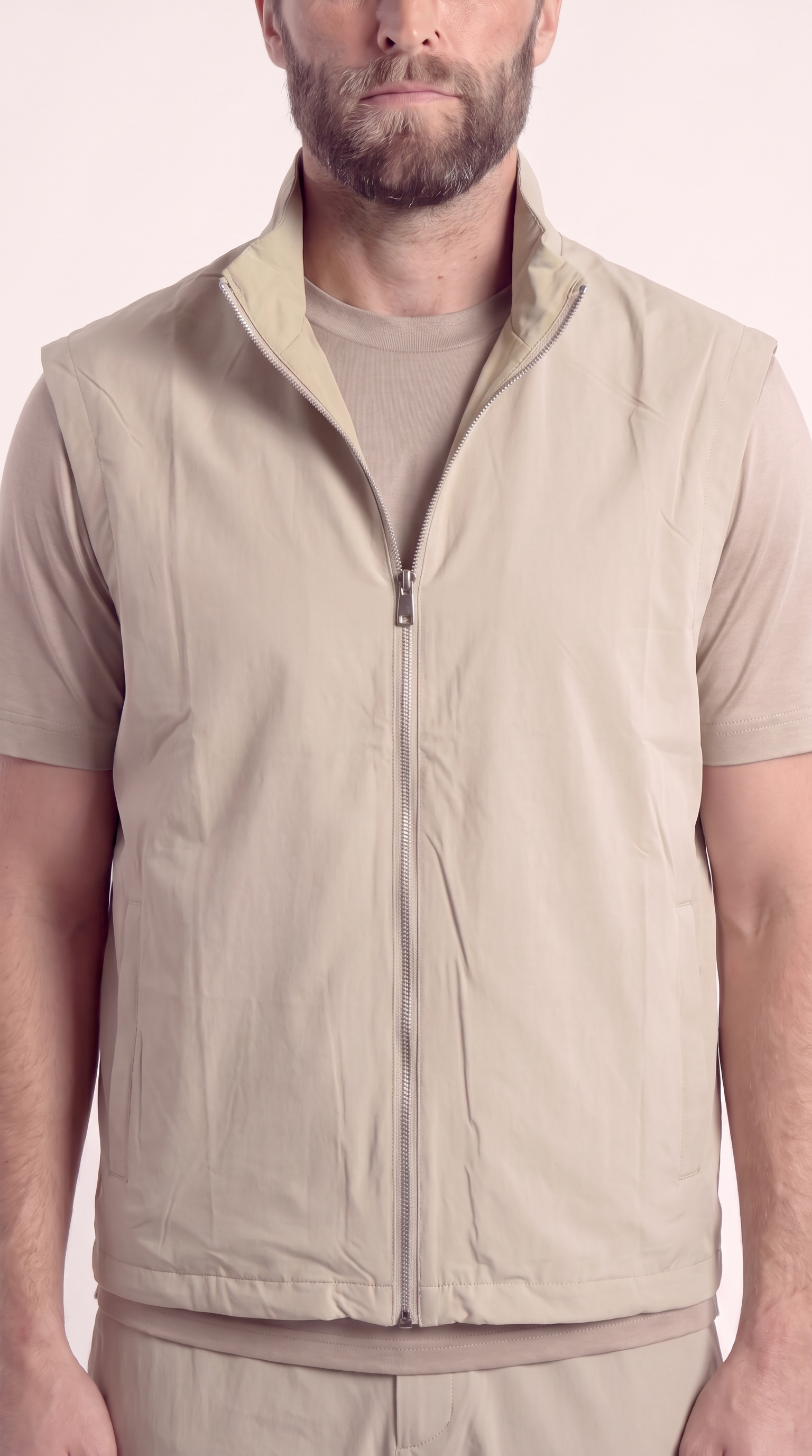 REVERSIBLE GILET GREY/BEIGE