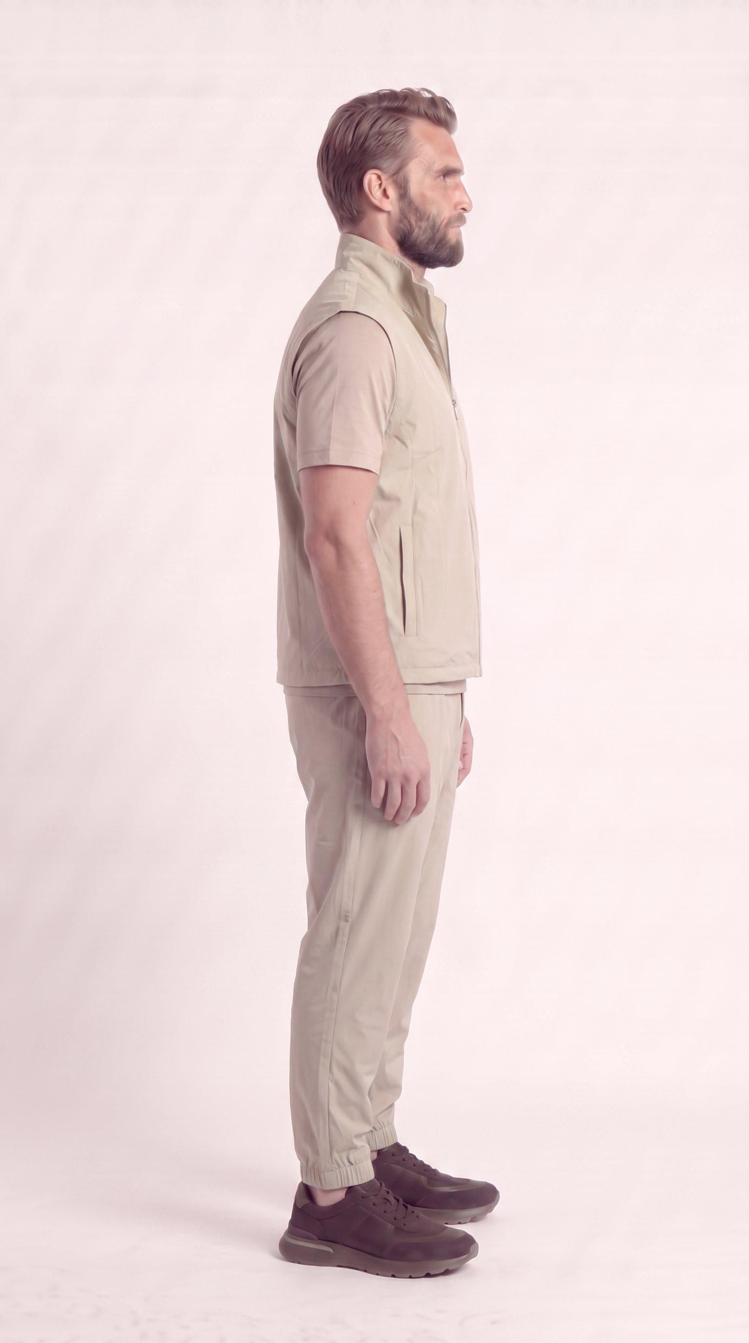 REVERSIBLE GILET GREY/BEIGE