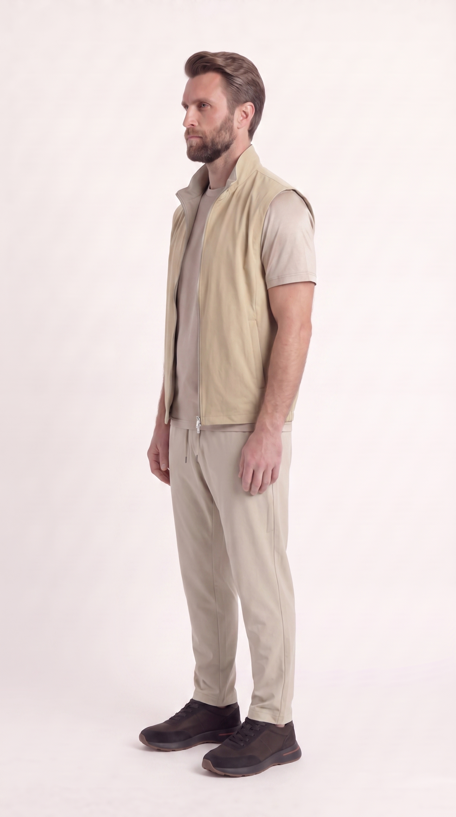 REVERSIBLE GILET GREY/BEIGE