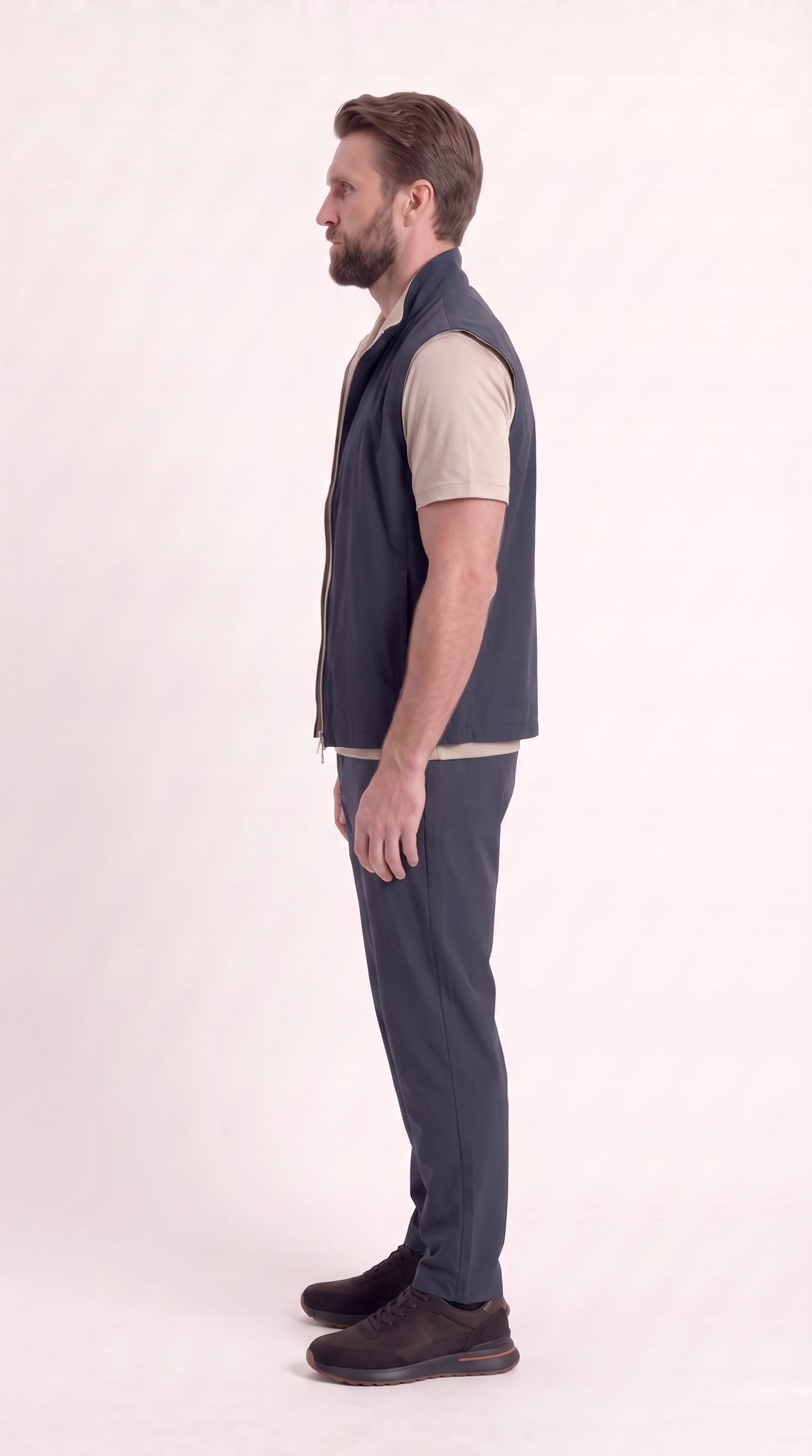 REVERSIBLE GILET NAVY BLUE/BEIGE