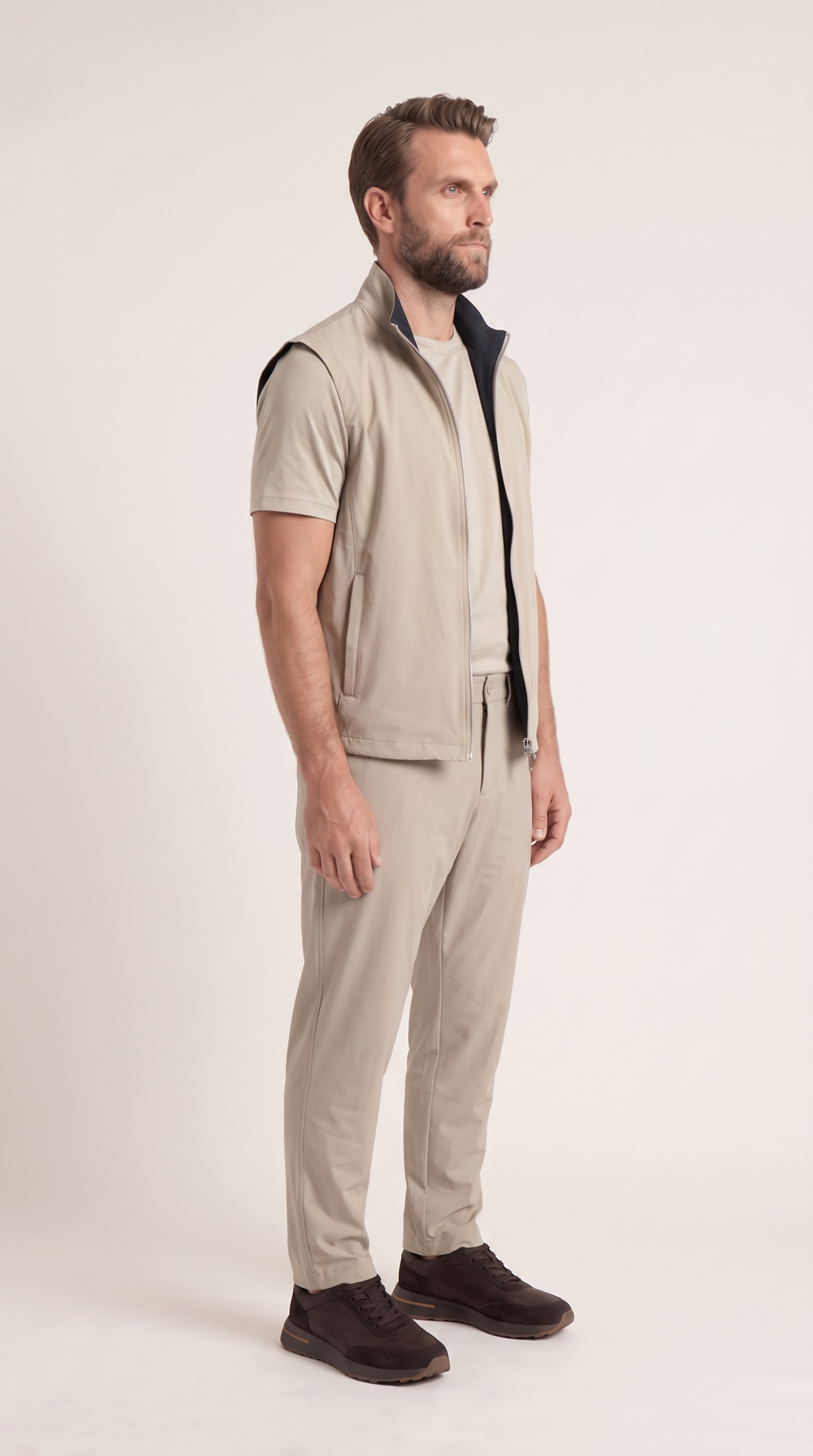 REVERSIBLE GILET NAVY BLUE/BEIGE