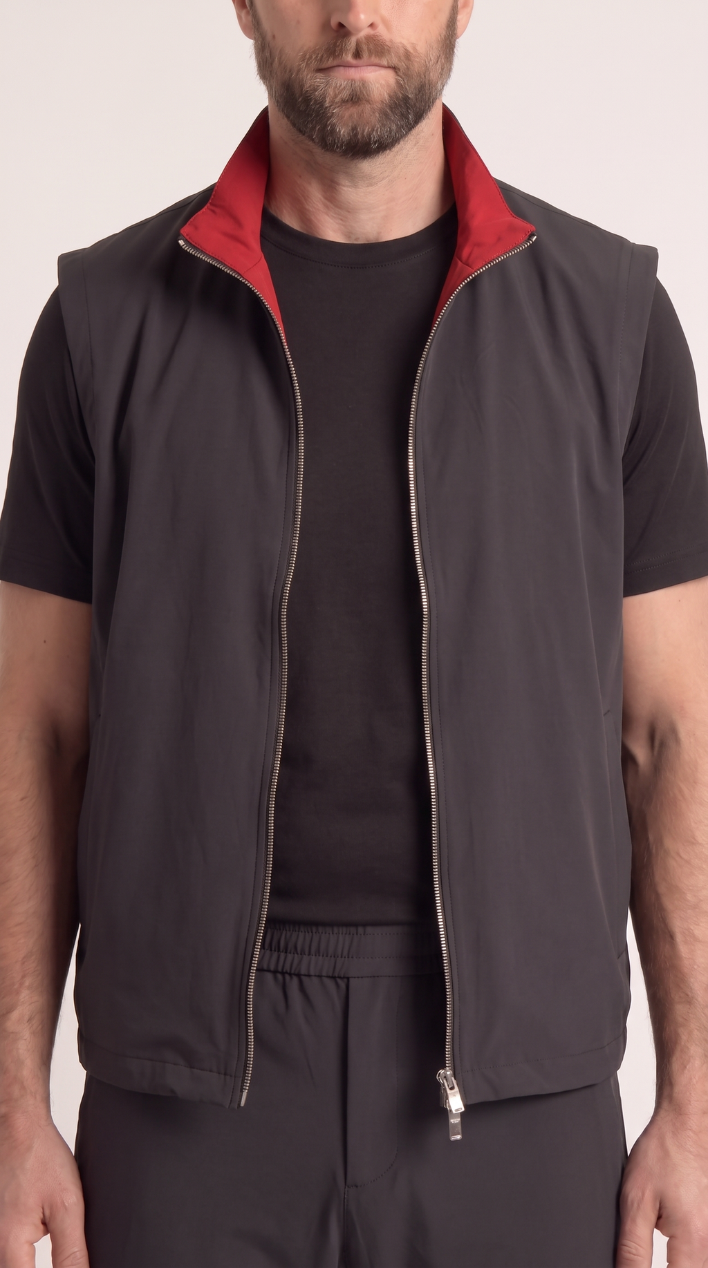 REVERSIBLE GILET ONXY BLACK/BURGUNDY RED