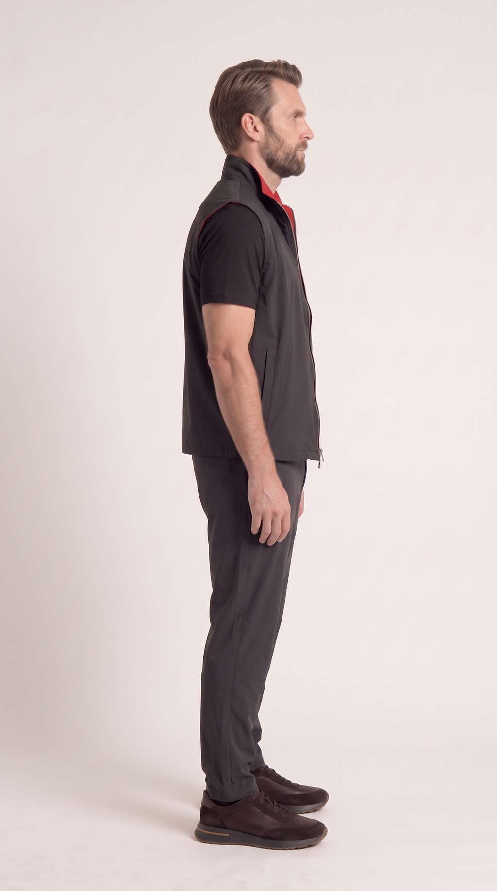 REVERSIBLE GILET ONXY BLACK/BURGUNDY RED