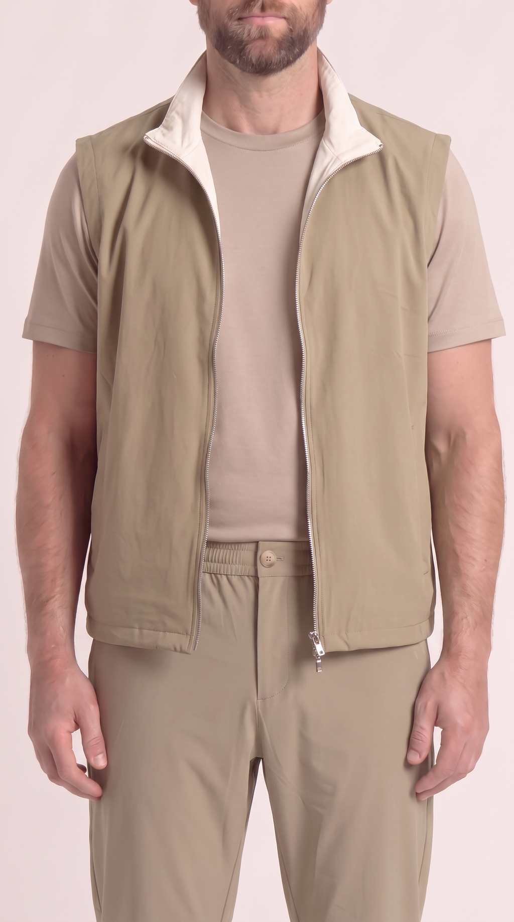 REVERSIBLE GILET GREY-APRICOT/OFF-WHITE