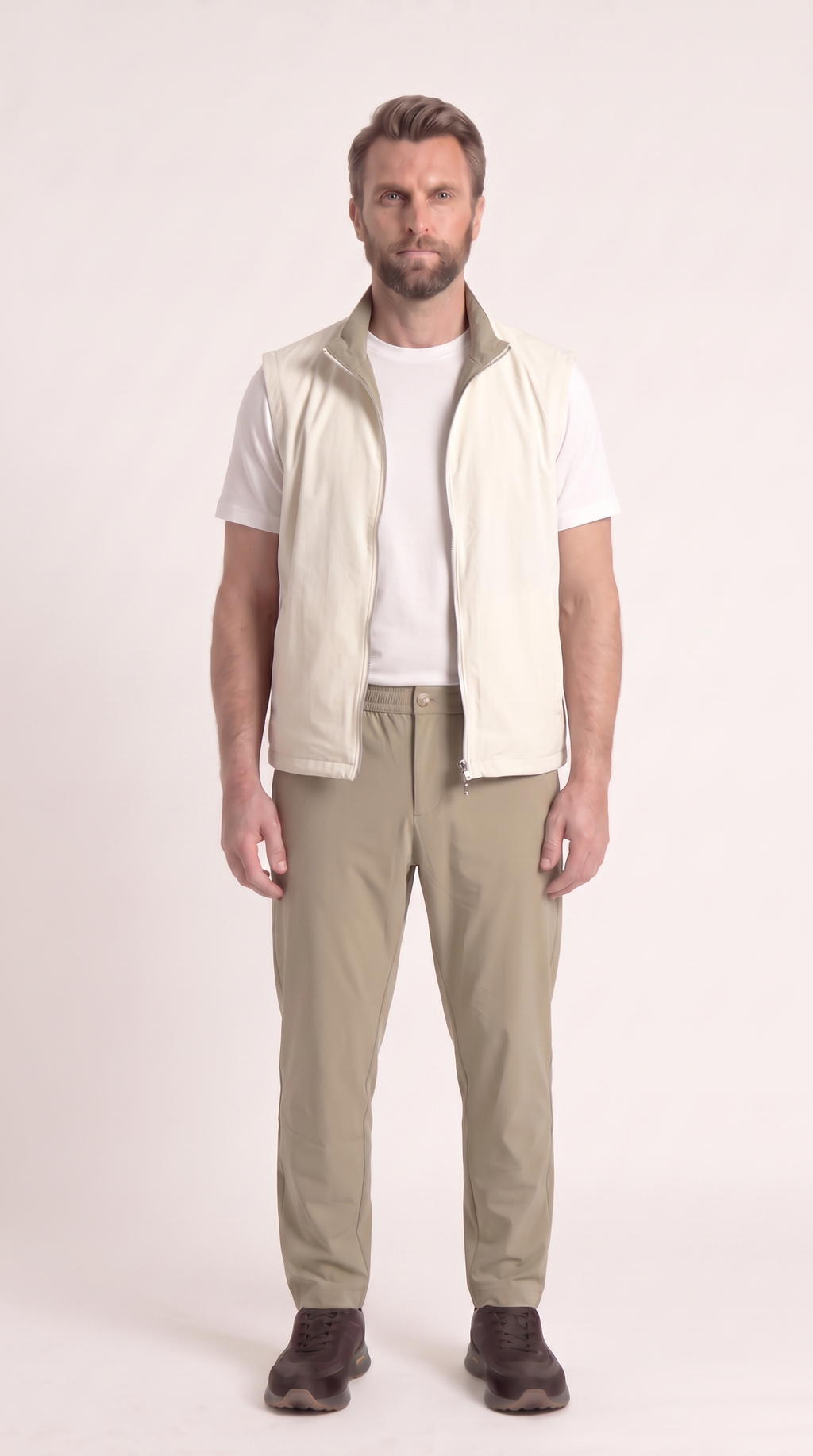 REVERSIBLE GILET GREY-APRICOT/OFF-WHITE