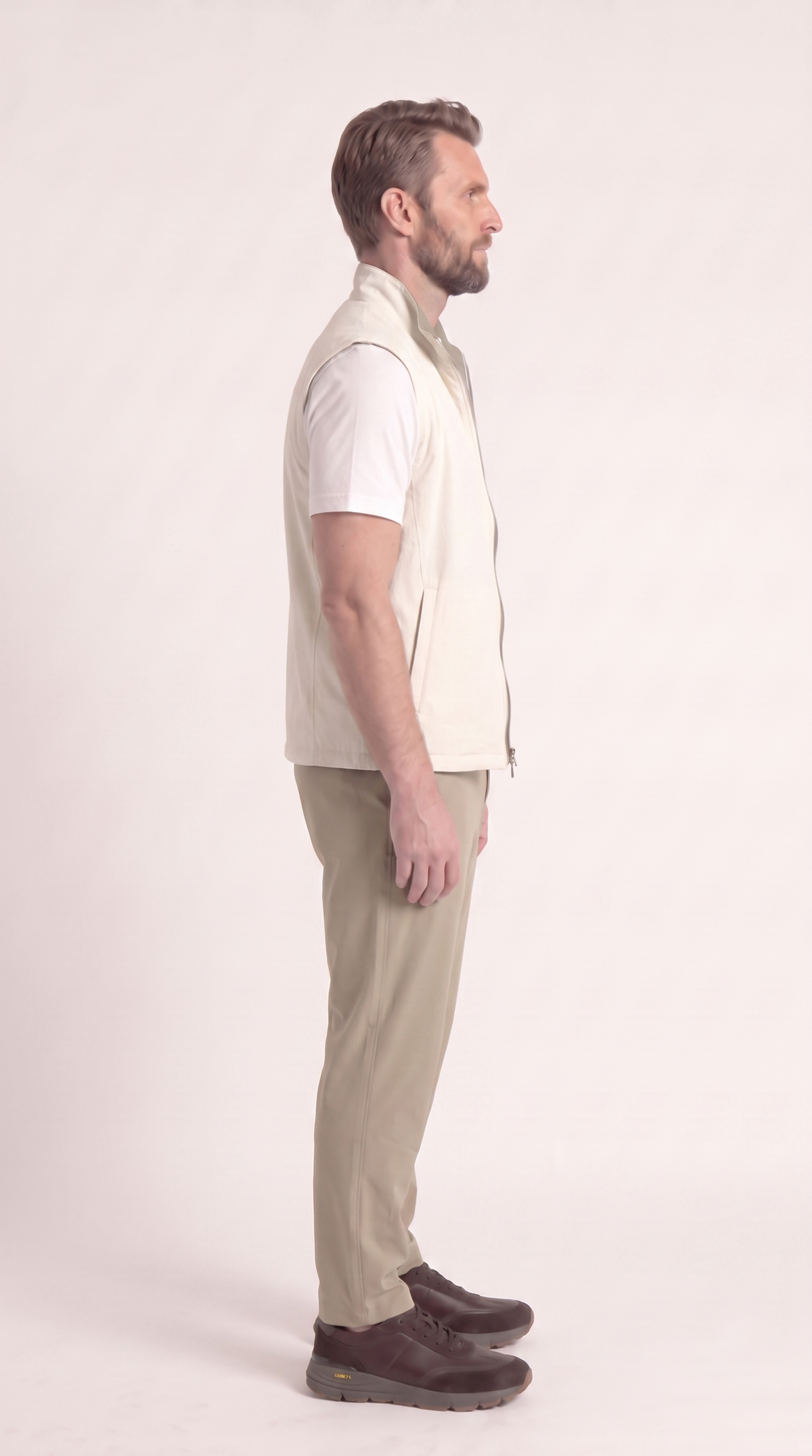REVERSIBLE GILET GREY-APRICOT/OFF-WHITE