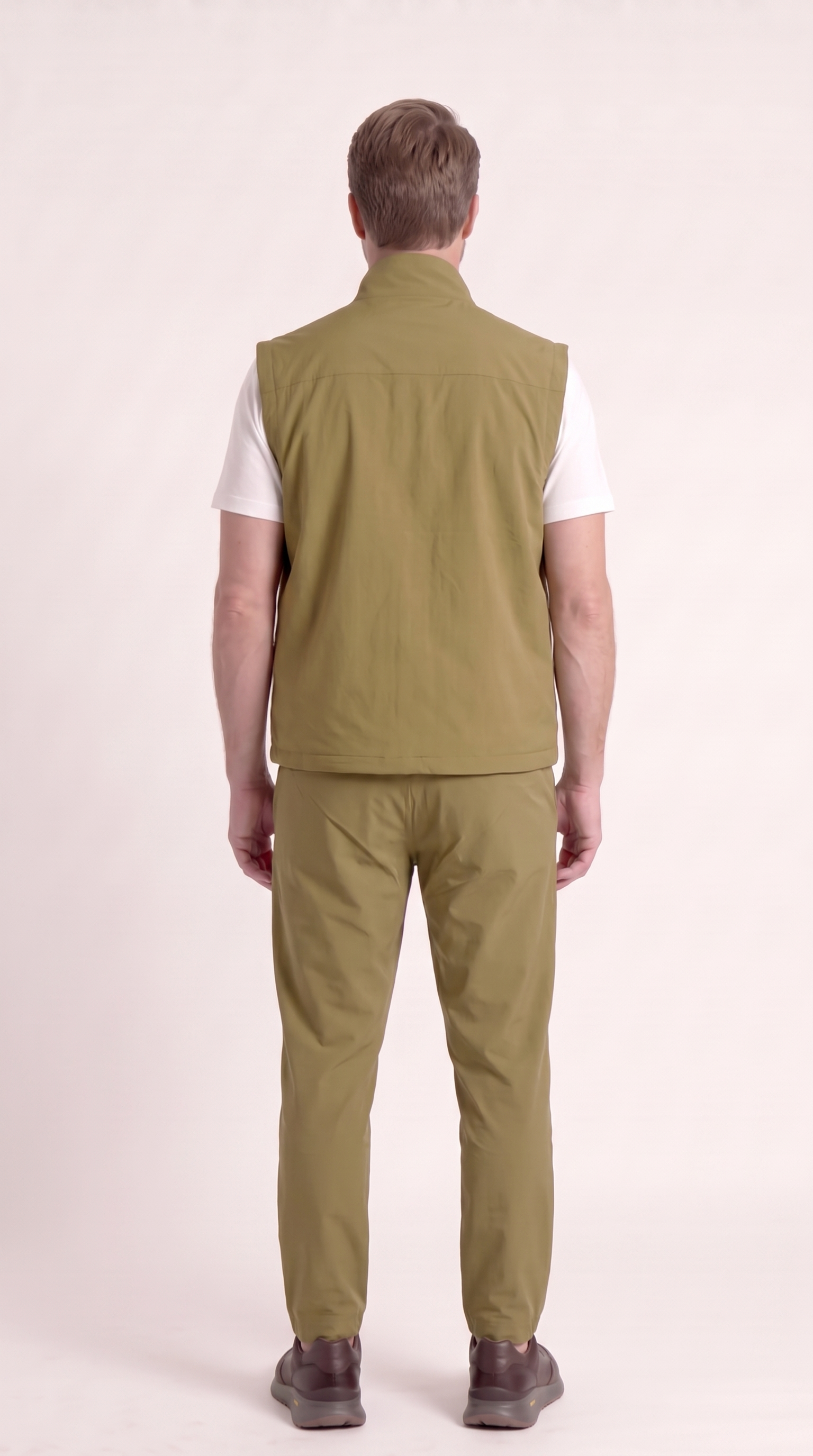 REVERSIBLE GILET GREEN/BEIGE