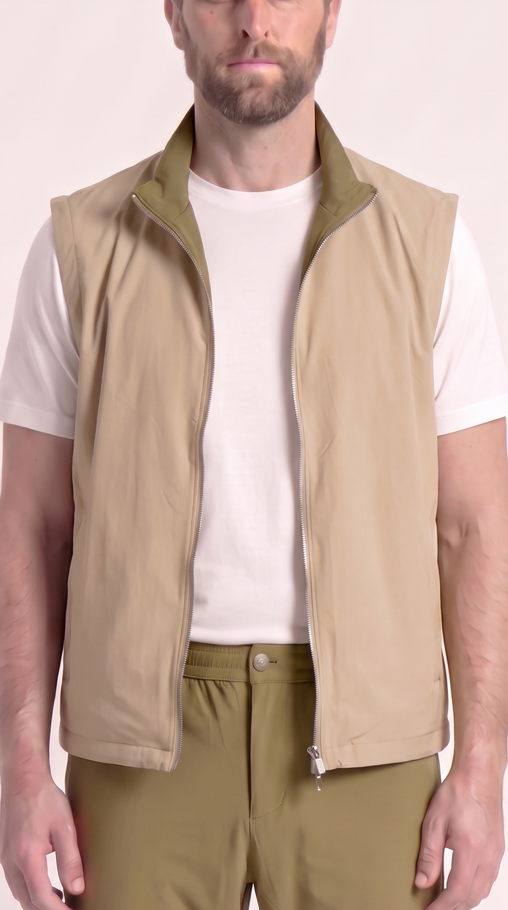 REVERSIBLE GILET GREEN/BEIGE