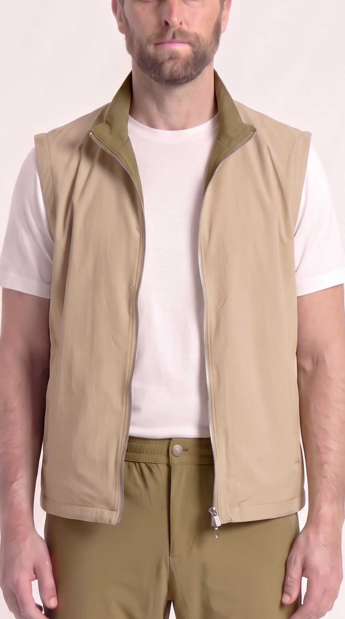 REVERSIBLE GILET GREEN/BEIGE