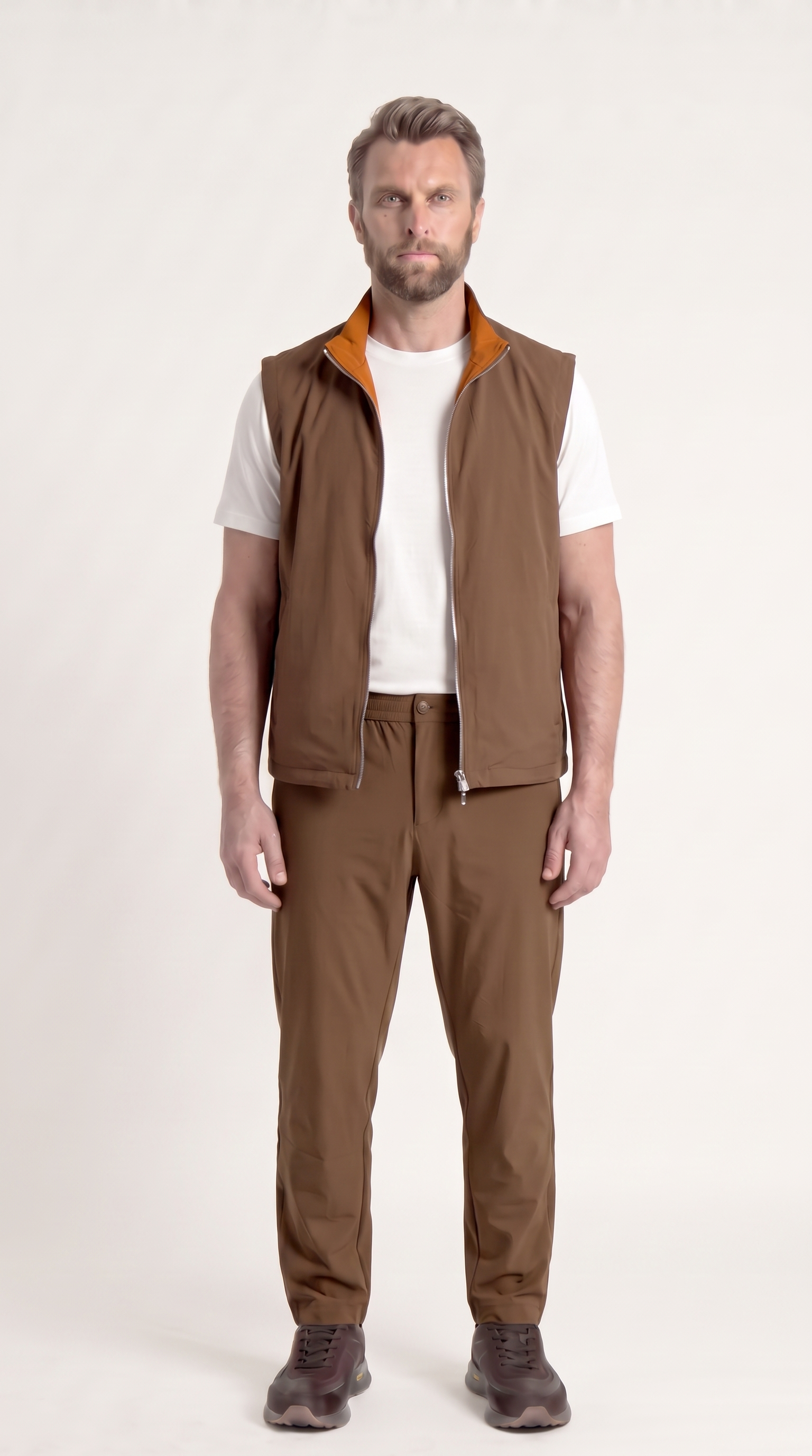REVERSIBLE GILET BROWN/AUBURN