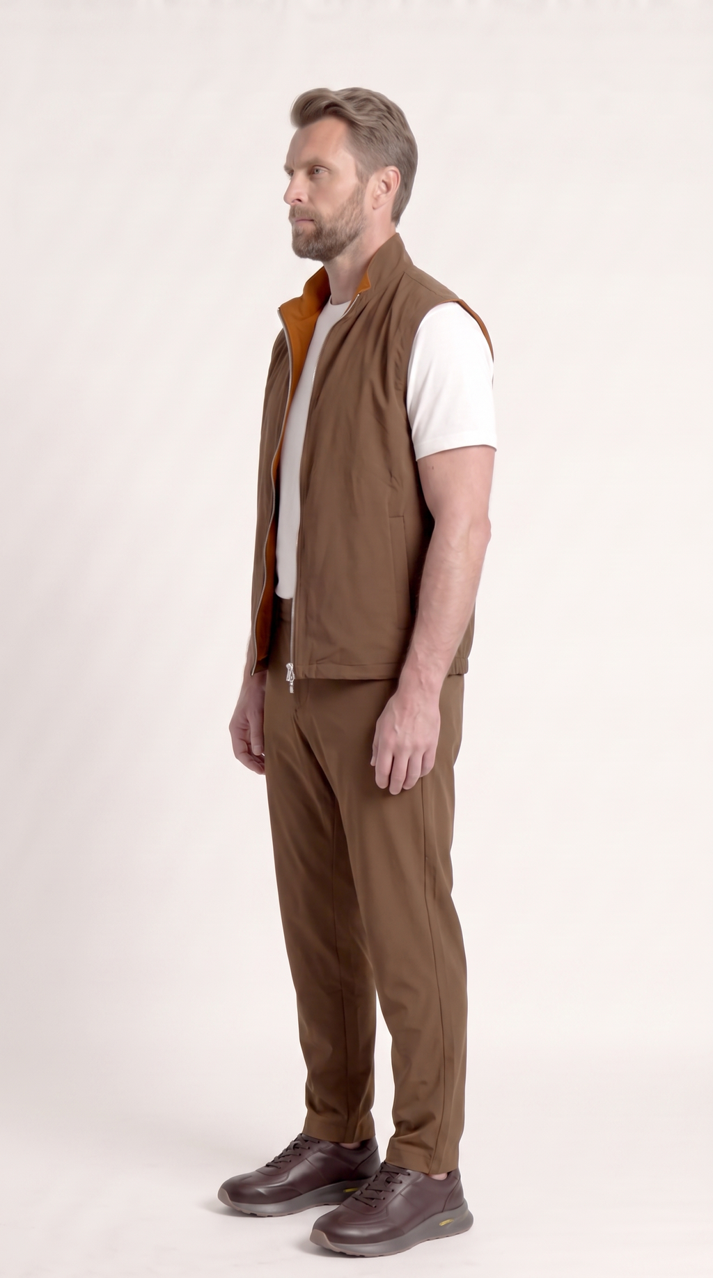 REVERSIBLE GILET BROWN/AUBURN