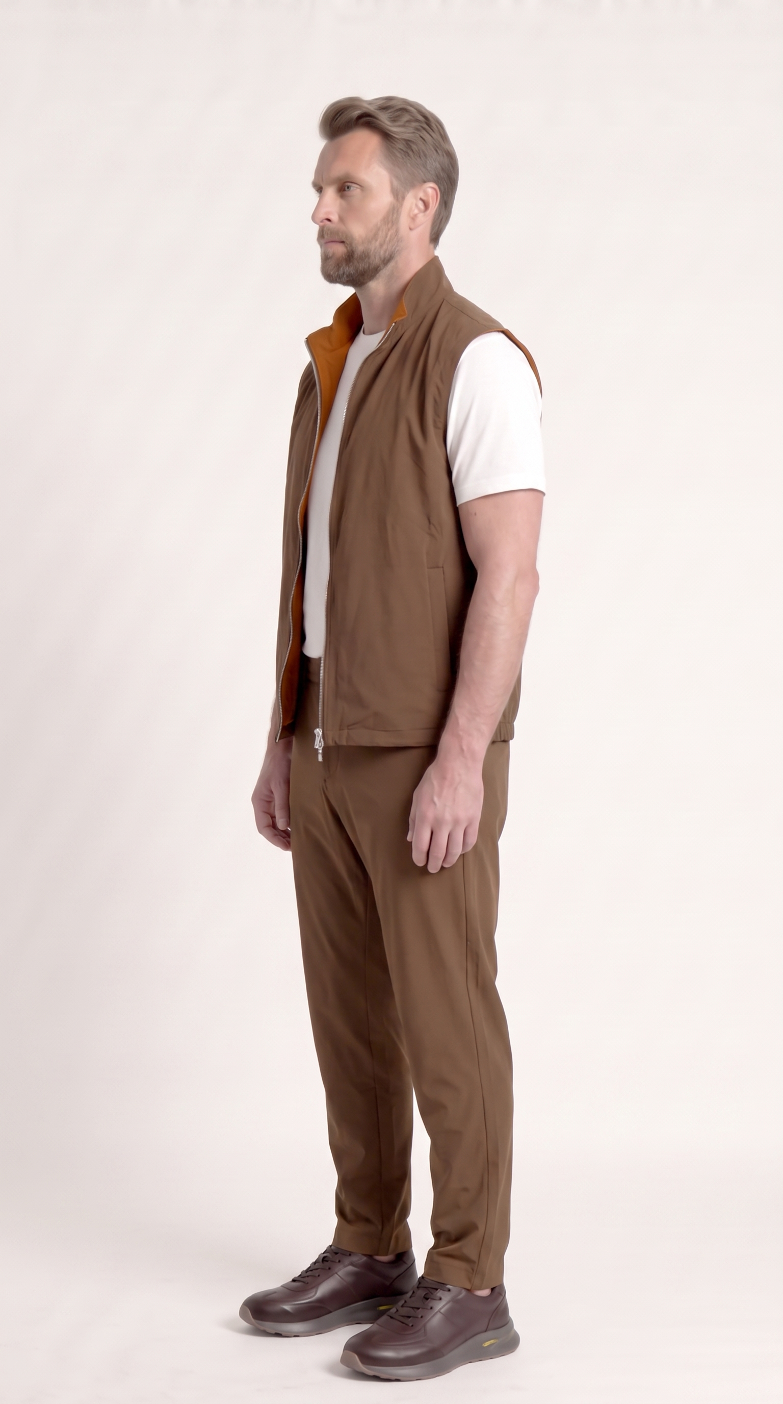 REVERSIBLE GILET BROWN/AUBURN