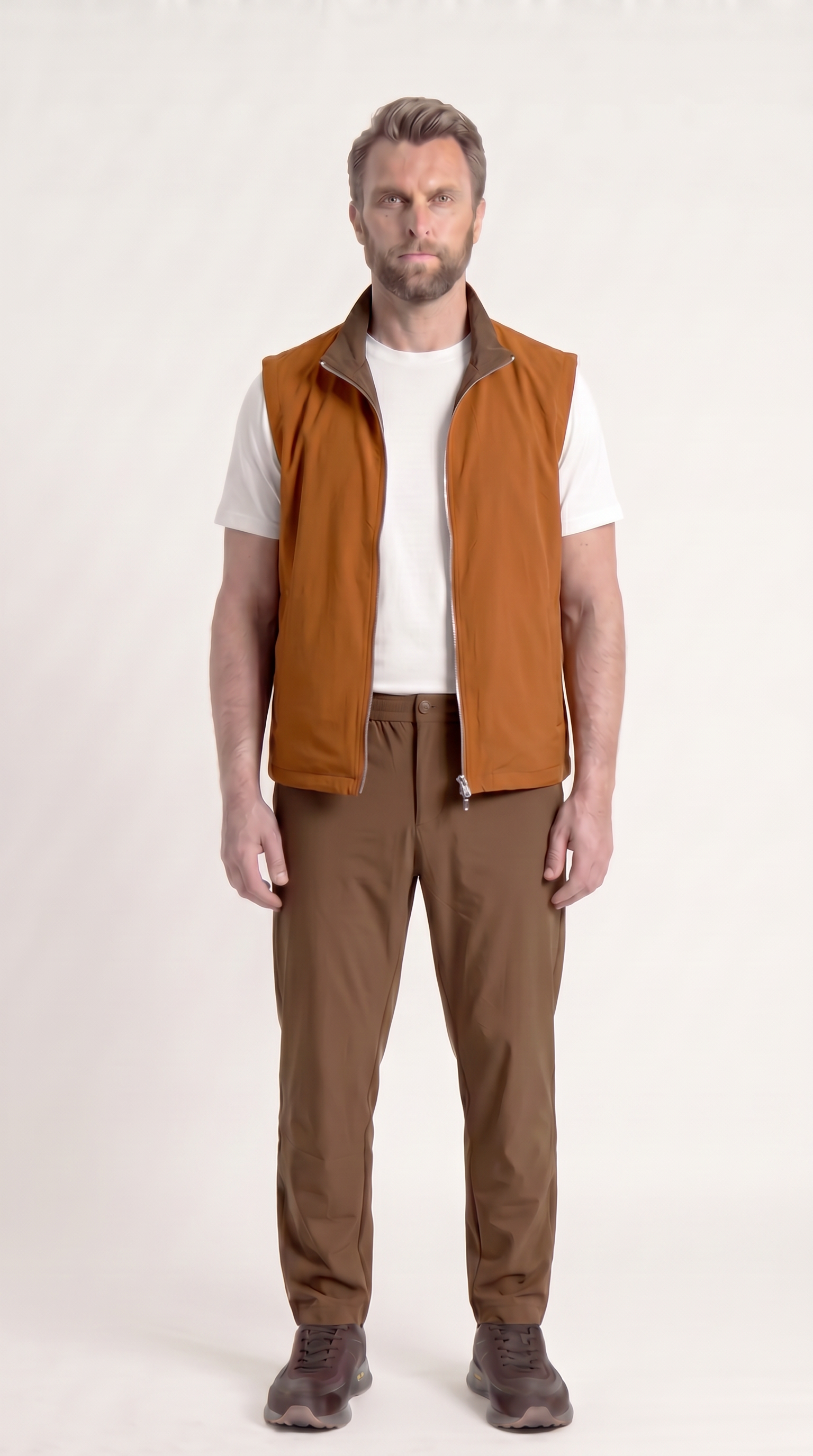 REVERSIBLE GILET BROWN/AUBURN