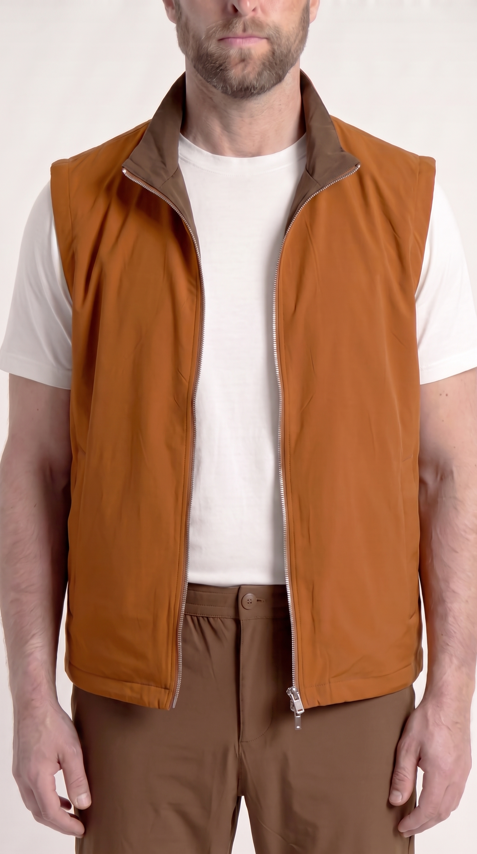 REVERSIBLE GILET BROWN/AUBURN