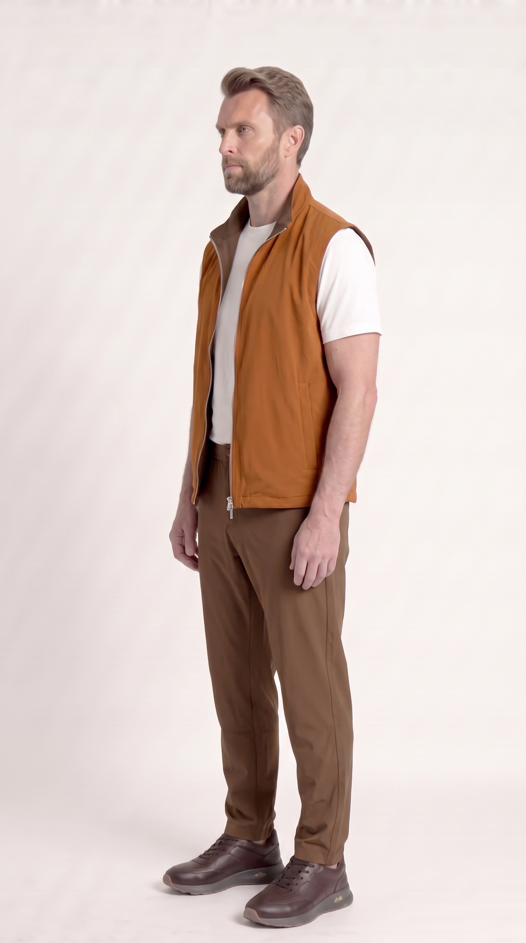 REVERSIBLE GILET BROWN/AUBURN