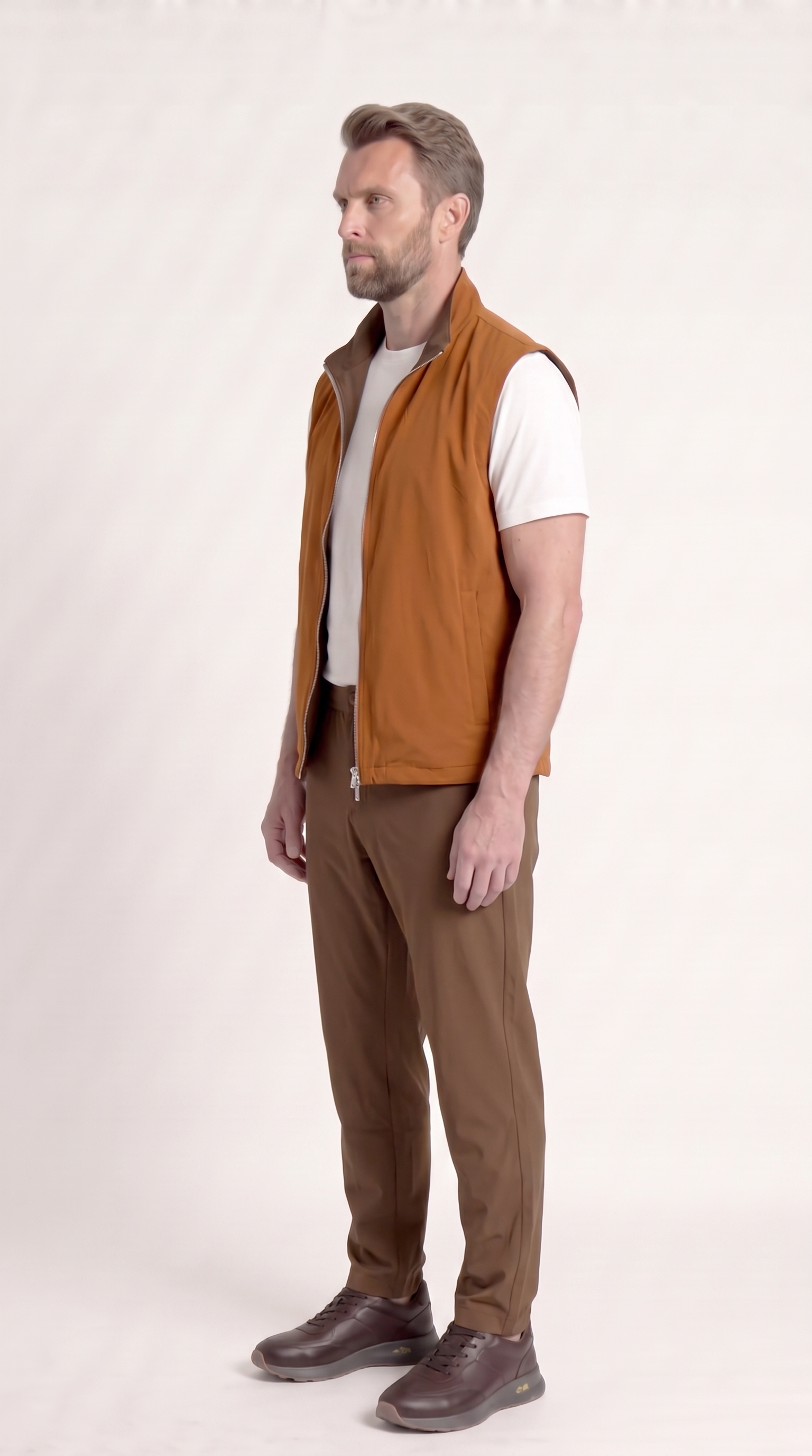 REVERSIBLE GILET BROWN/AUBURN