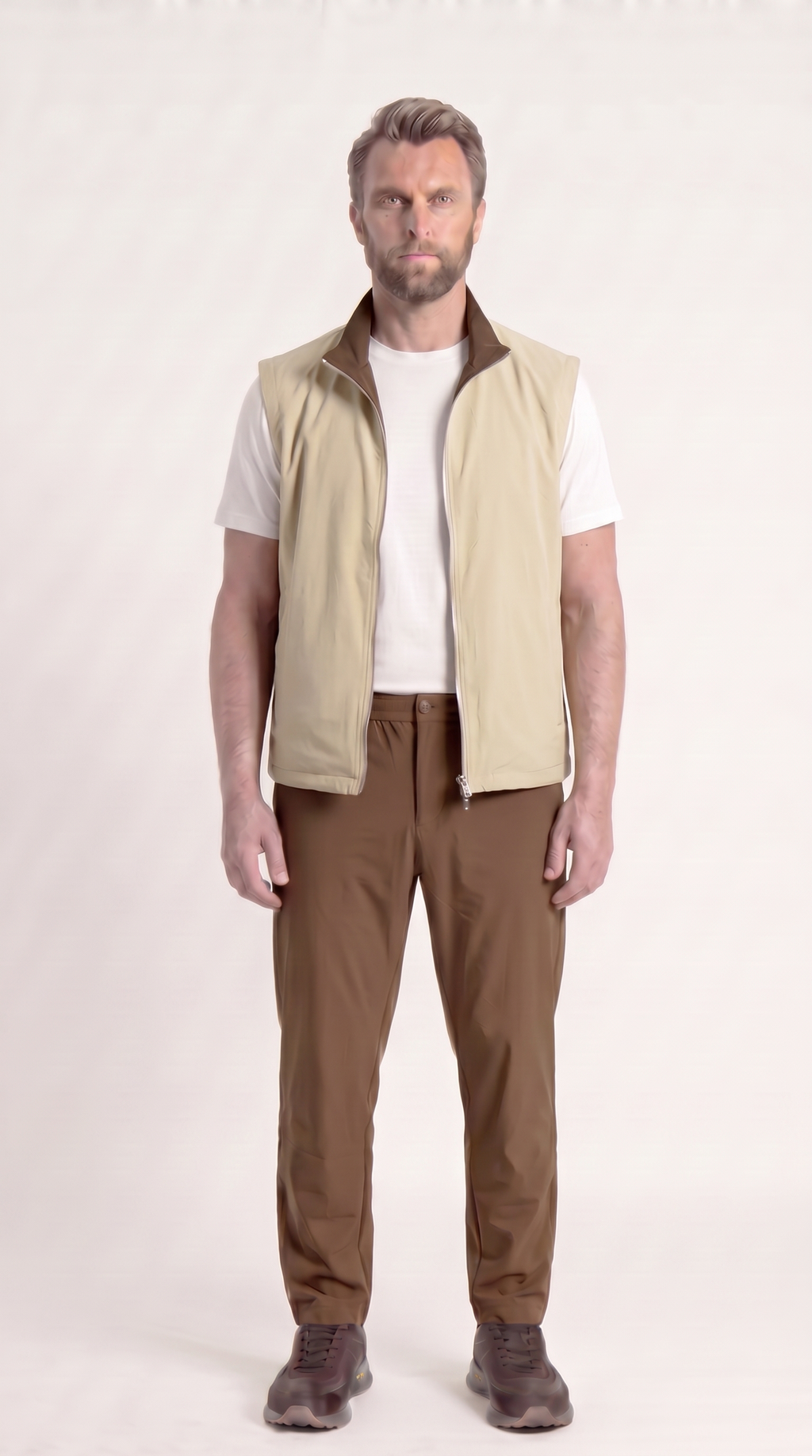 REVERSIBLE GILET BROWN/BEIGE