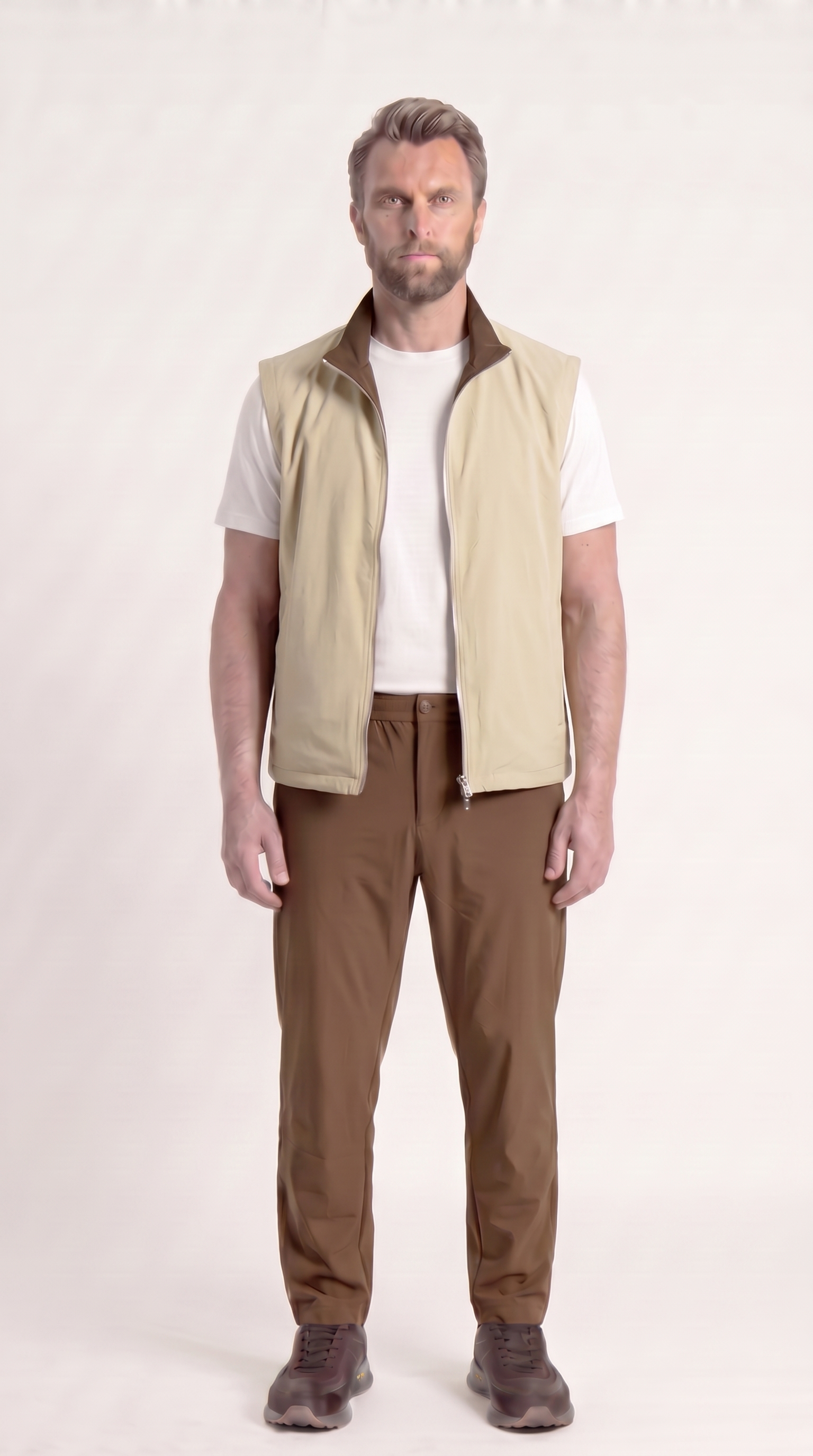 REVERSIBLE GILET BROWN/BEIGE