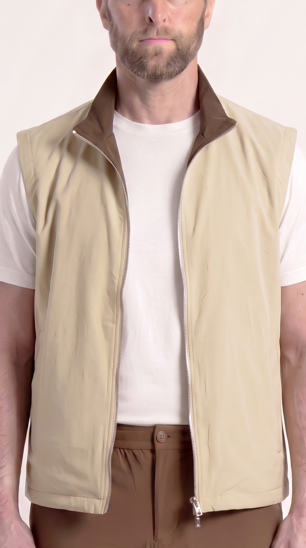 REVERSIBLE GILET BROWN/BEIGE