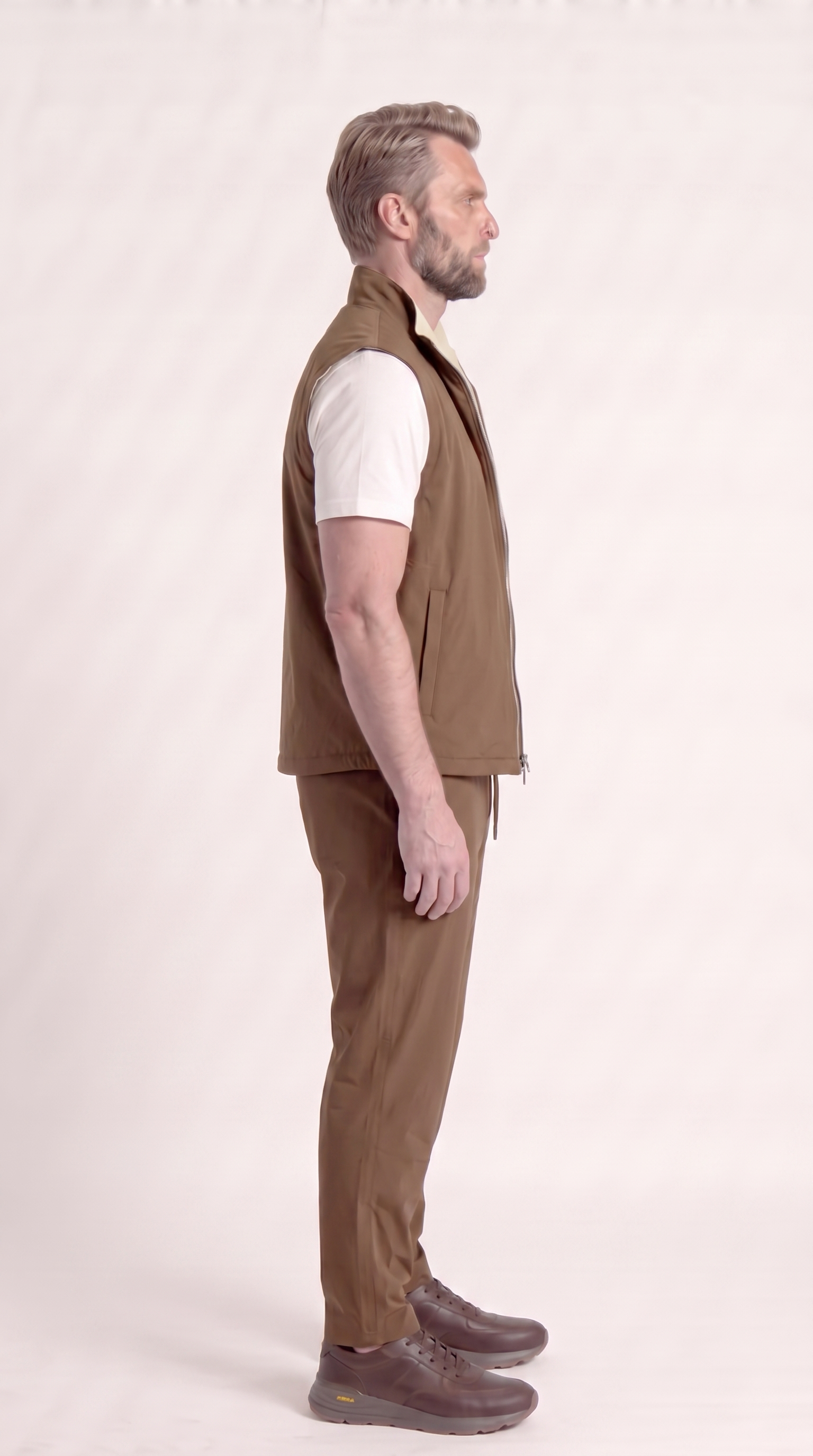 REVERSIBLE GILET BROWN/BEIGE