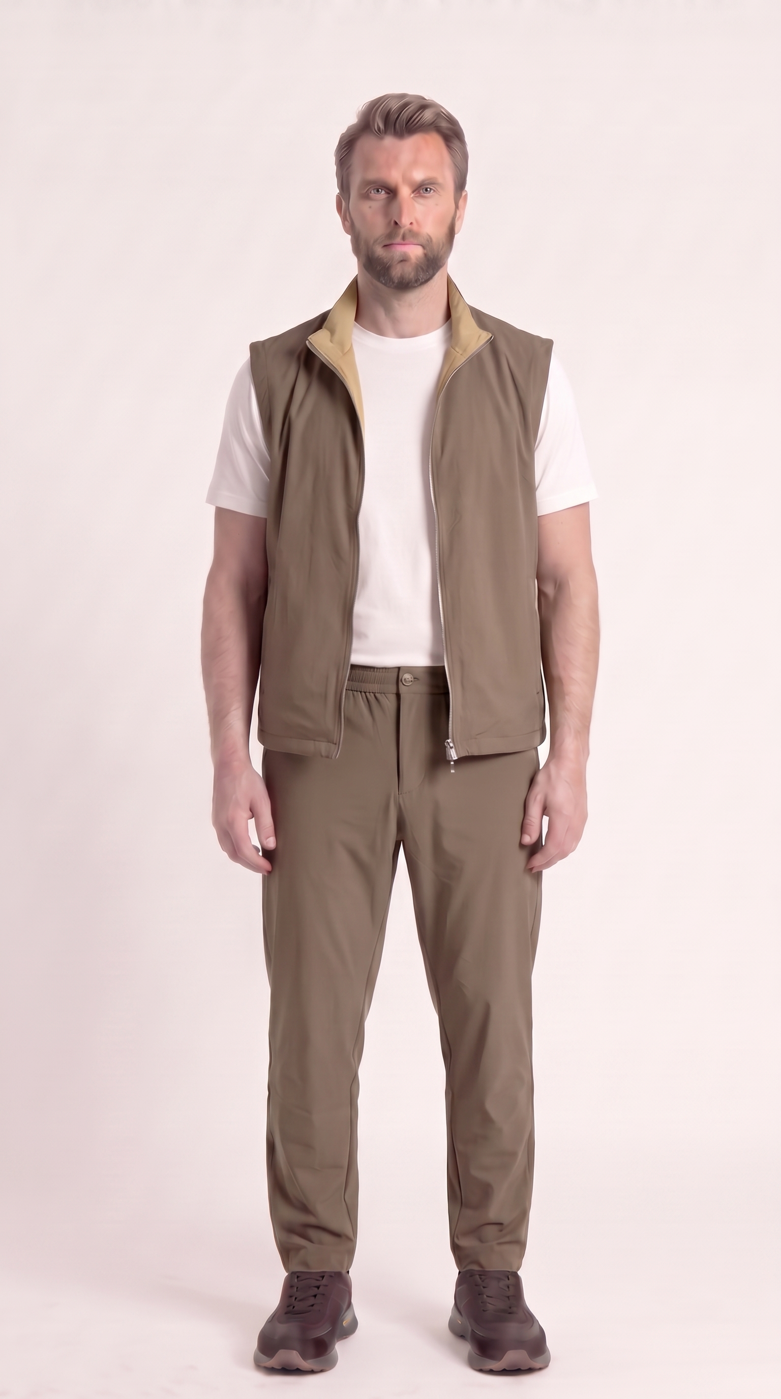 REVERSIBLE GILET GREY/BEIGE