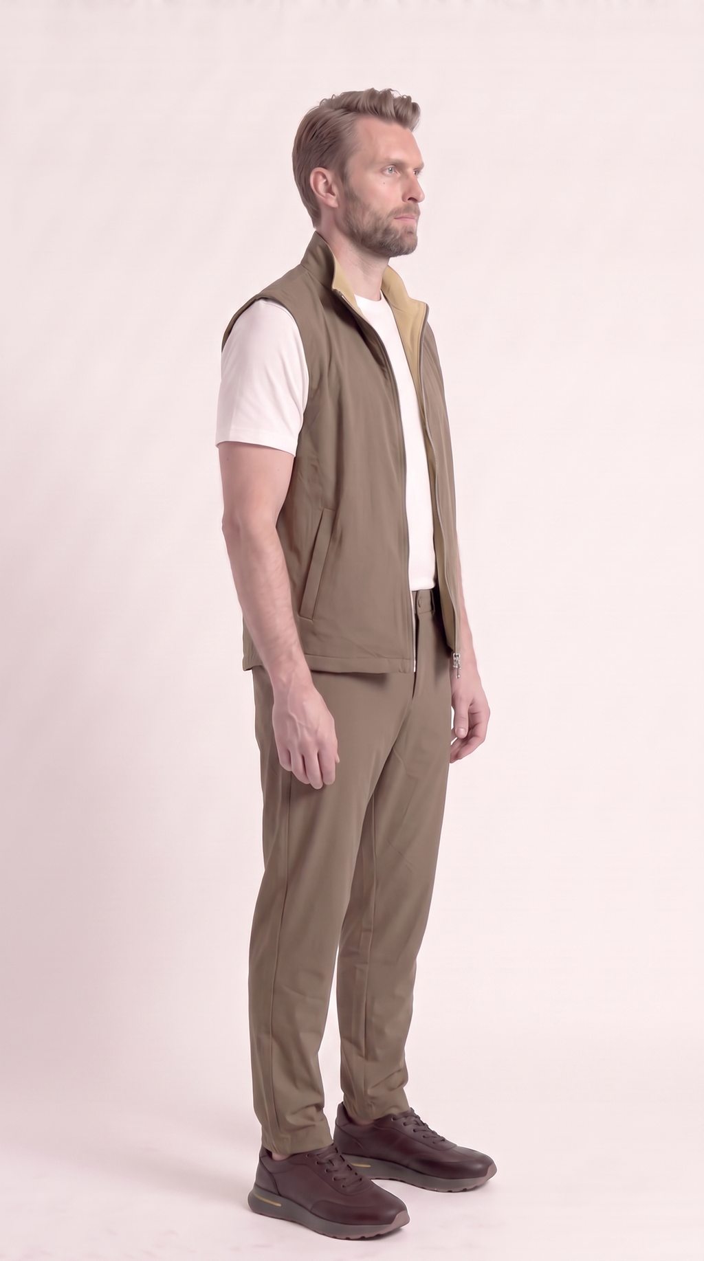 REVERSIBLE GILET GREY/BEIGE