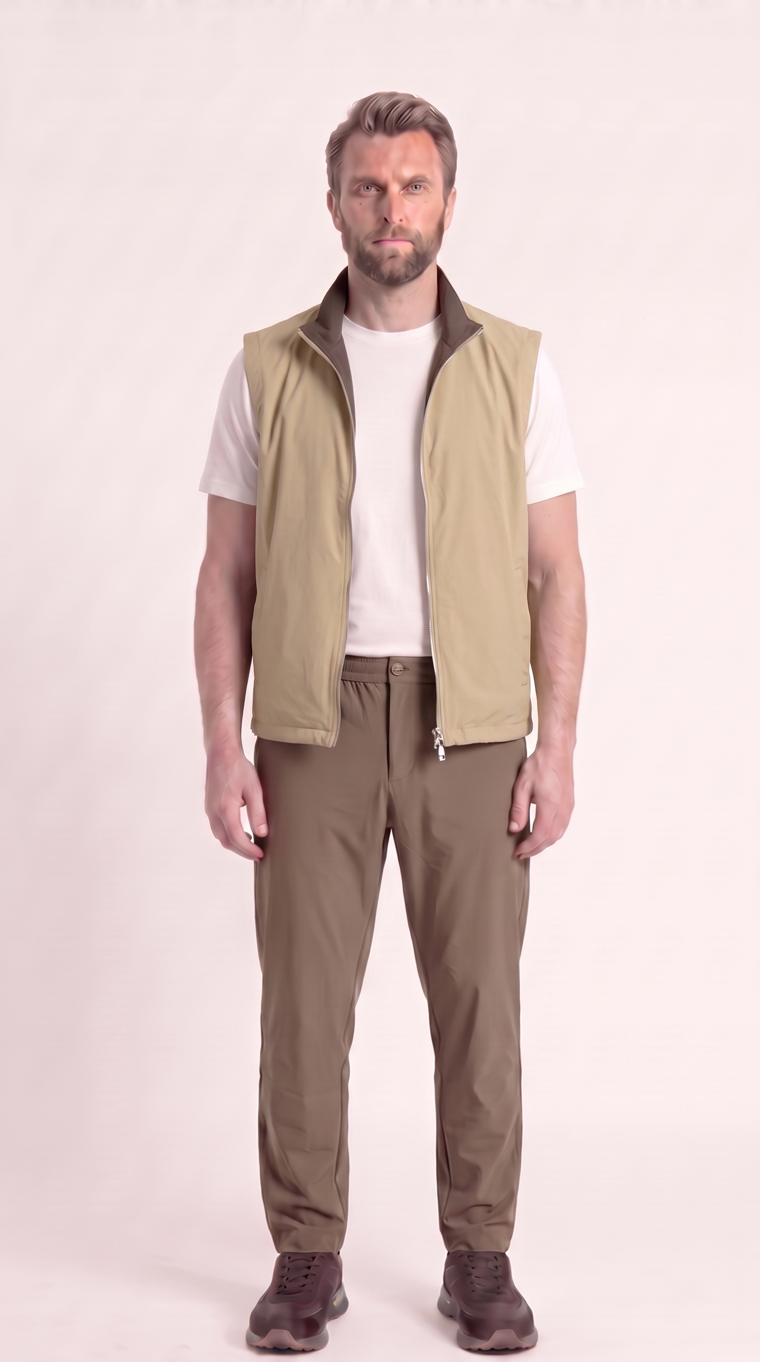 REVERSIBLE GILET GREY/BEIGE