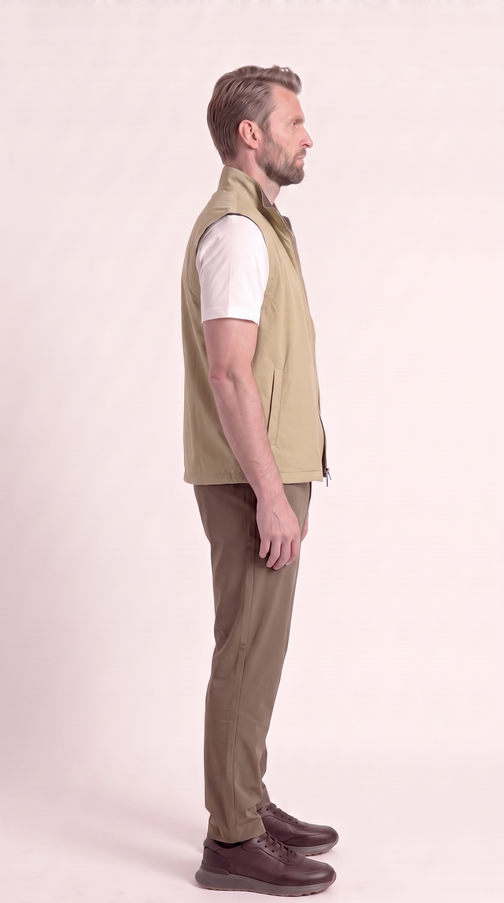 REVERSIBLE GILET GREY/BEIGE